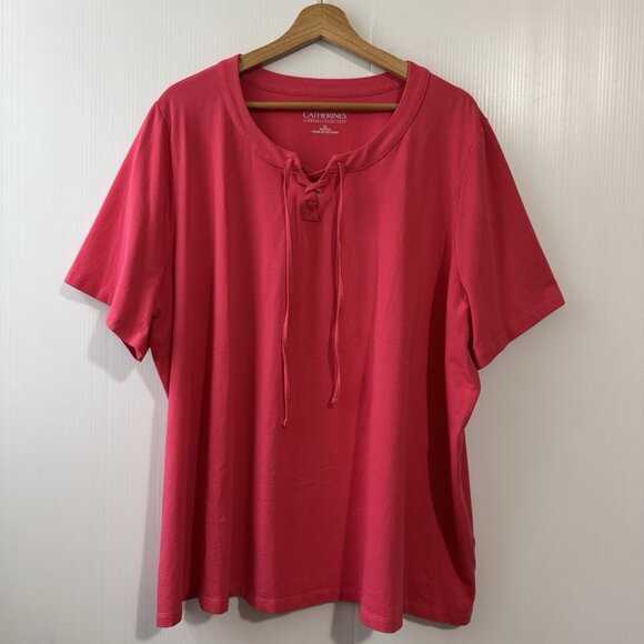 Catherines T Shirt Womens Sz 2X 22/24W Suprema Collection Short Sleeve Hot Pink - Picture 1 of 15